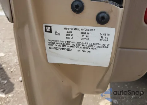 2005 Chevrolet Classic from USA, damaged, VIN 1G1ND52F65M239232